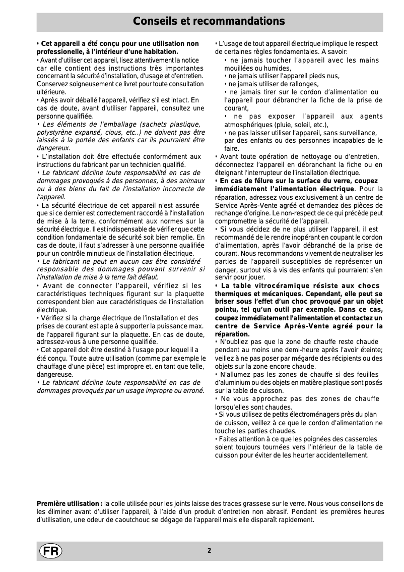 Page 1 de la notice Manuel utilisateur Ariston Thermo KBT 6114 D