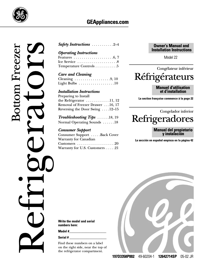 Image de la première page du manuel de l'appareil PDS22LBNBB