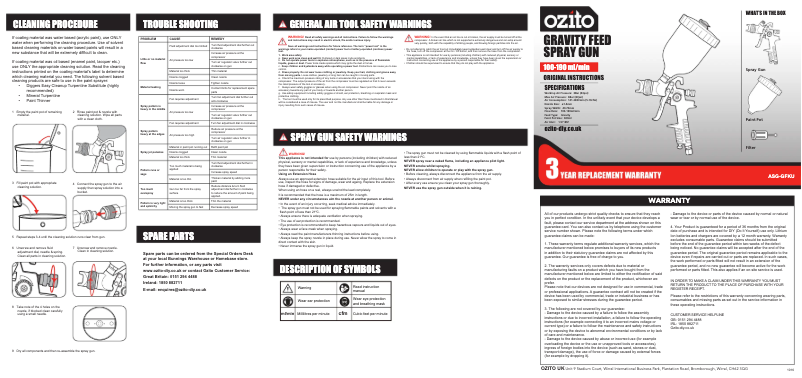 Page 1 de la notice Manuel utilisateur Ozito ASG-GFKU