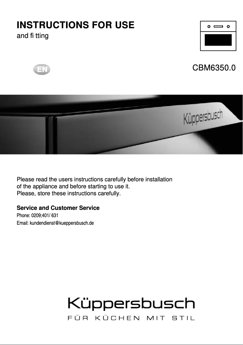 Page 1 de la notice Manuel utilisateur Küppersbusch CBM6350.0S