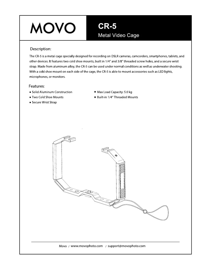 Page 1 de la notice Manuel utilisateur Movo CR-5