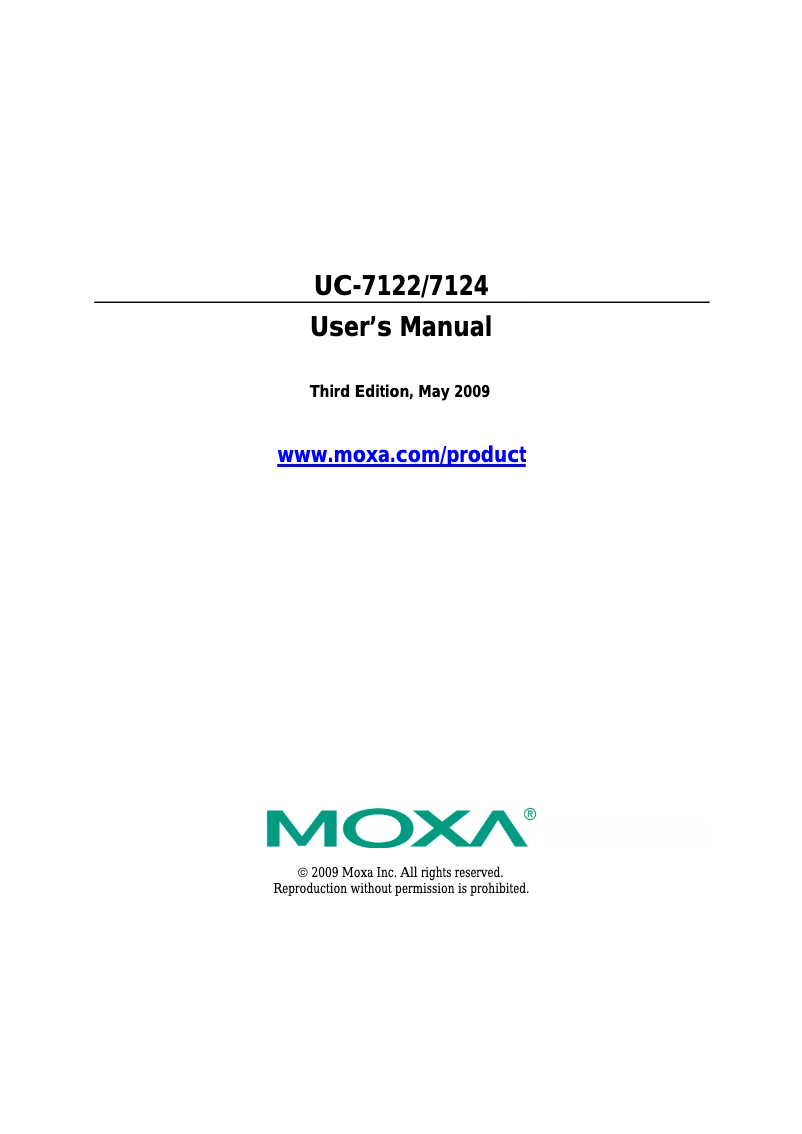 Page 1 of the manual User Manual Moxa UC-7124