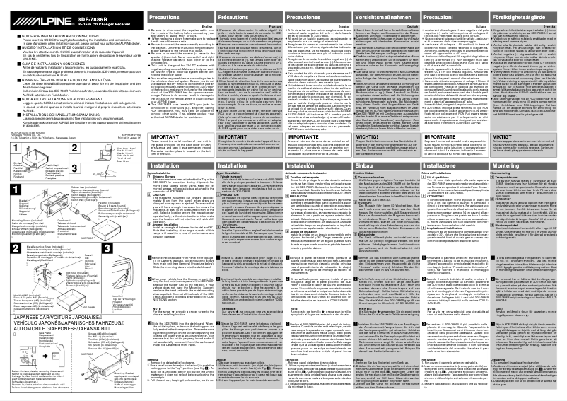 Page 1 de la notice Manuel utilisateur Alpine 3DE-7886R