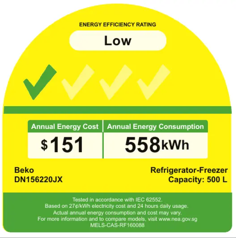 Page 1 de la notice Label énergétique Beko DN156220JX