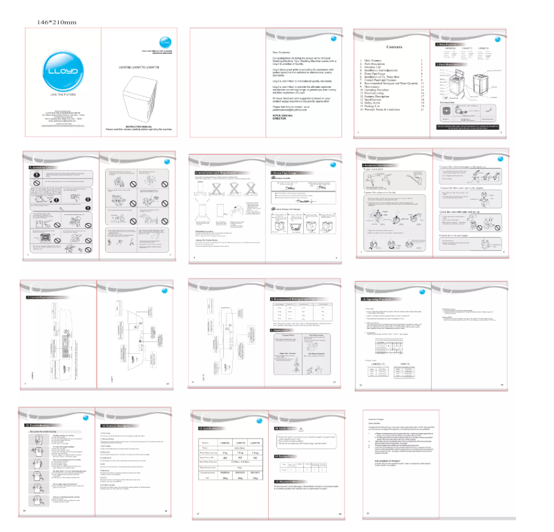 Page n°1 - Manuel utilisateur Lloyd LWMT60