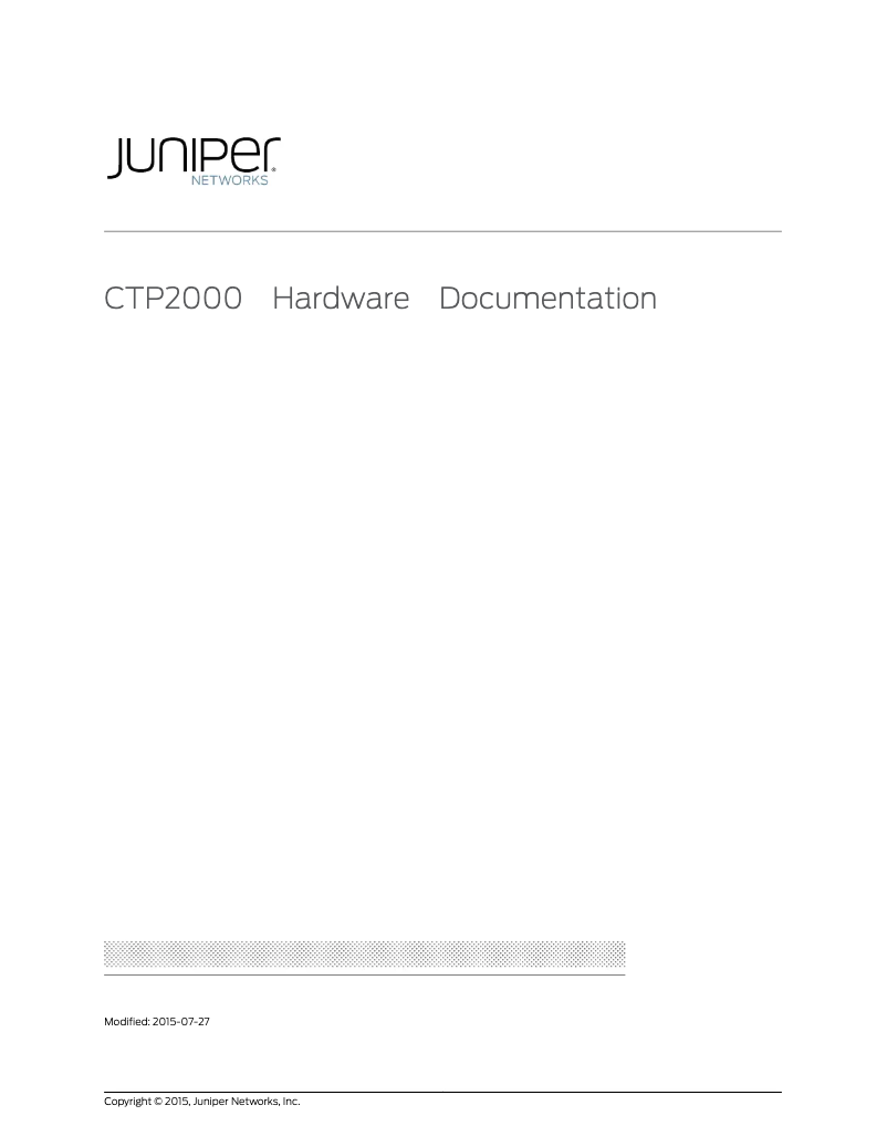 Page 1 de la notice Manuel utilisateur Juniper CTP2056