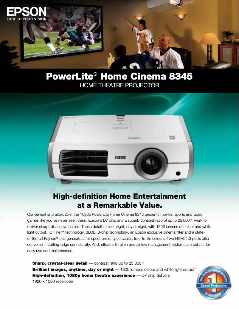Page 1 de la notice Brochure Epson PowerLite Home Cinema 8345