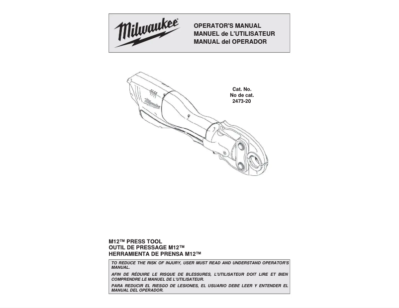 Page n°1 - Manuel utilisateur Milwaukee M12 Force Logic 2473-20