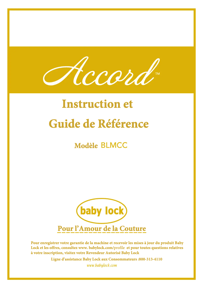 Page 1 de la notice Manuel utilisateur Baby Lock Accord