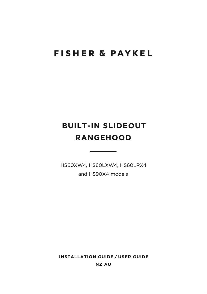 Page n°1 - Guide d'installation Fisher & Paykel HS90X4