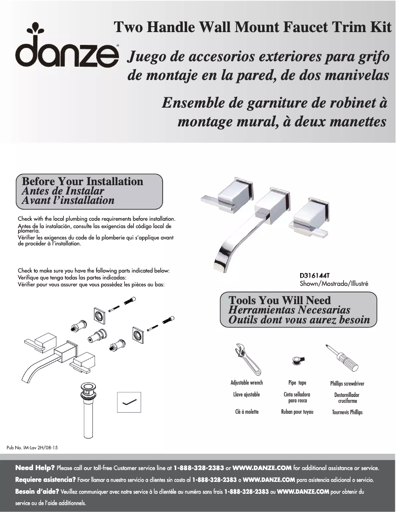 Page n°1 - Manuel utilisateur Danze D316144