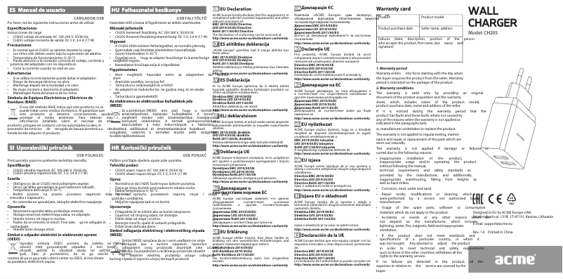 Page 1 de la notice Manuel utilisateur Acme CH205