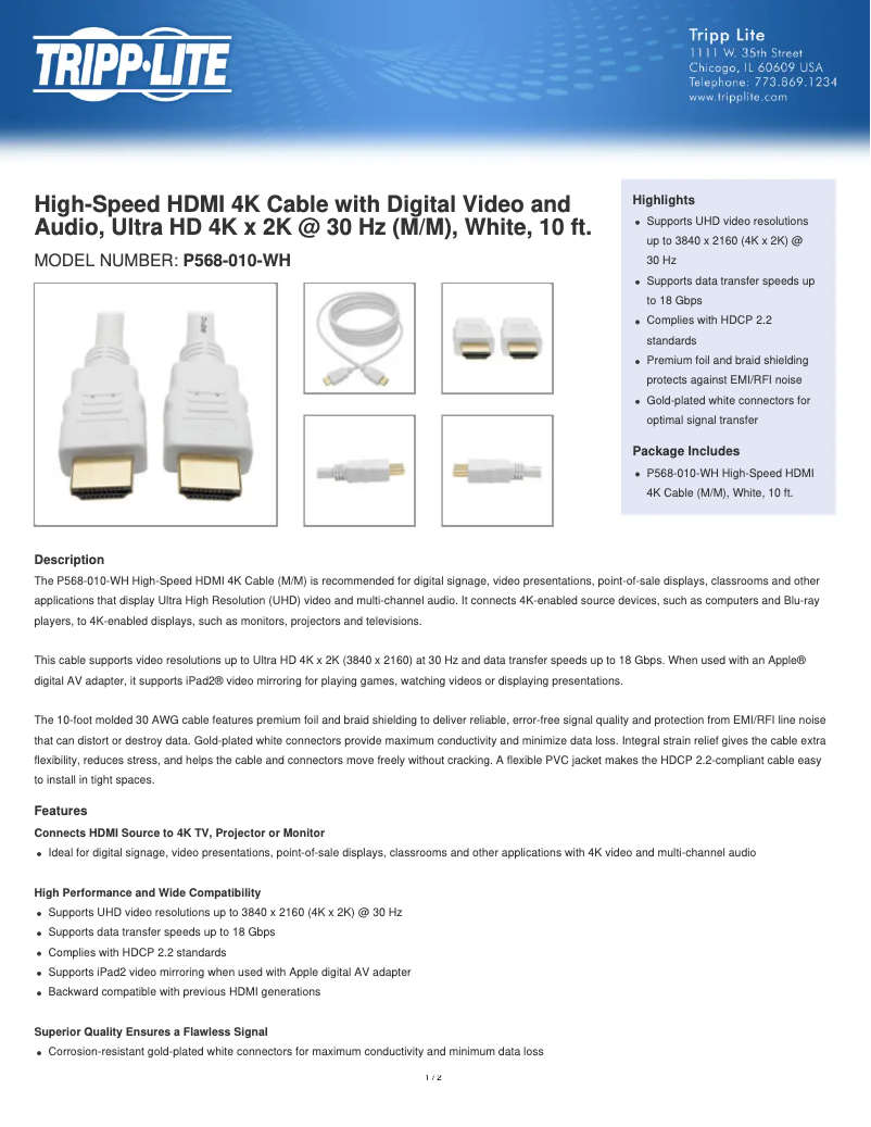 Image de la première page du manuel de l'appareil P568-010-WH
