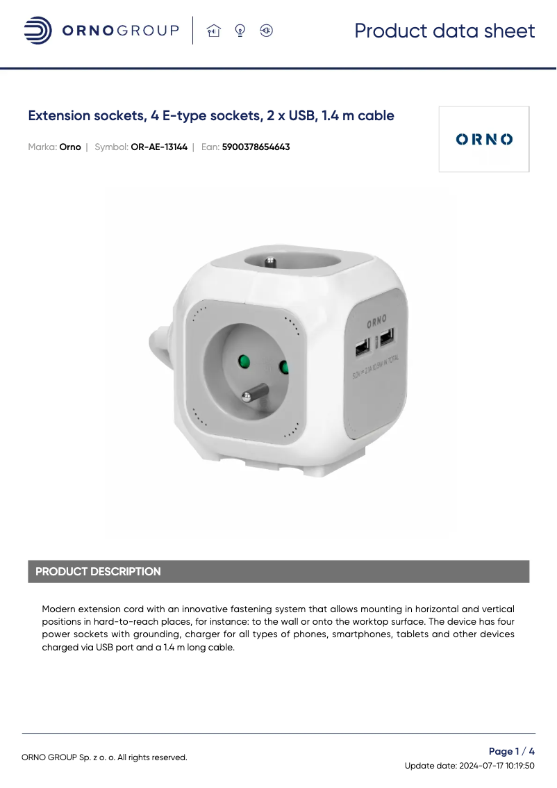 Imagen de la primera página del manual del dispositivo OR-AE-13144