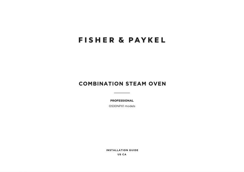 Page 1 de la notice Guide d'installation Fisher & Paykel OS30NPX1