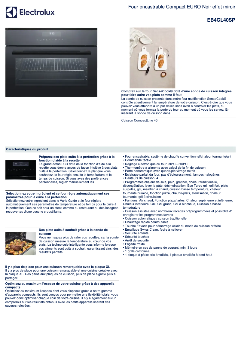 Page n°1 - Fiche technique Electrolux EB4GL40SP