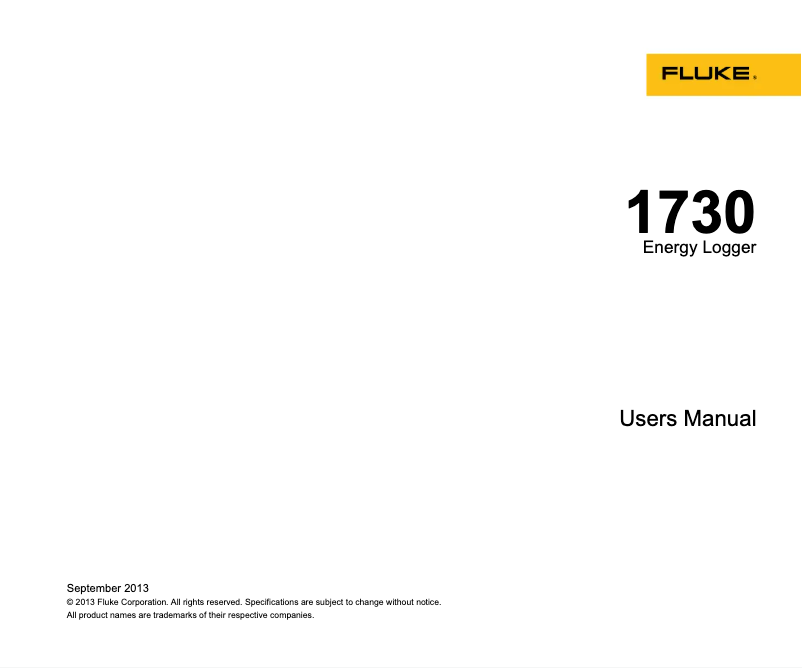 Page 1 de la notice Manuel utilisateur Fluke 1730