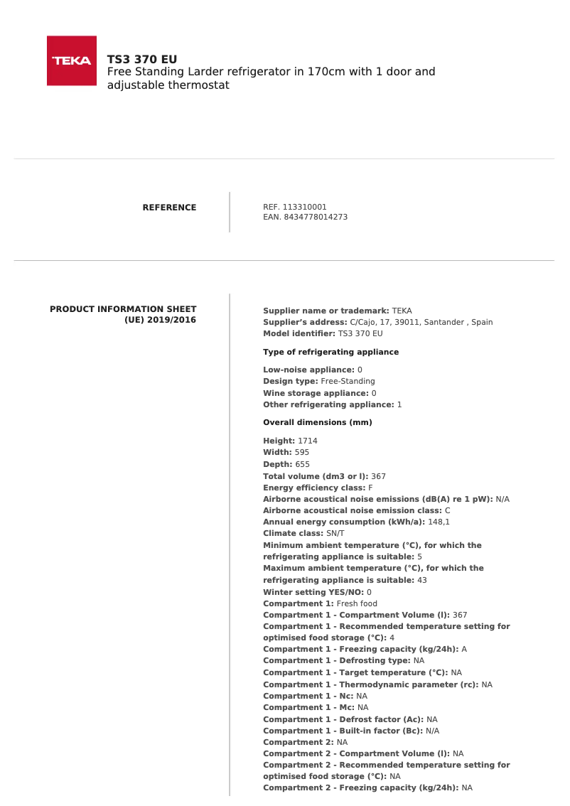 Image de la première page du manuel de l'appareil TS3 370