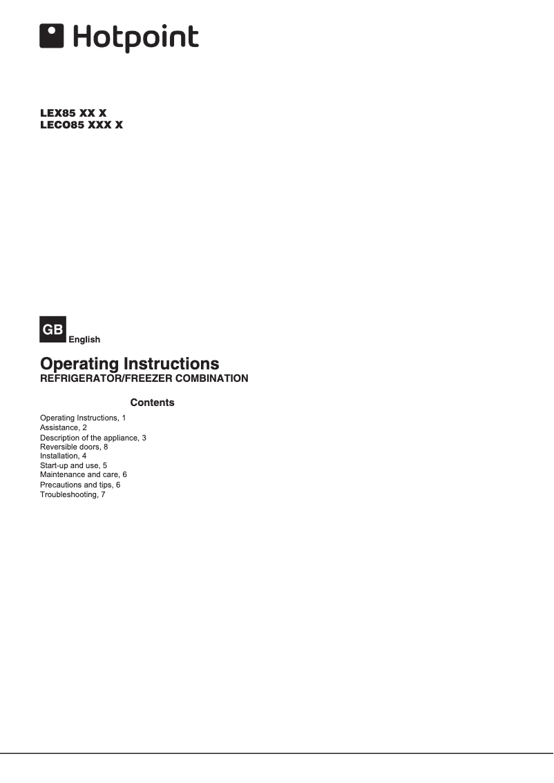 Página 1 del manual Manual de usuario Hotpoint LEX85 N1 G