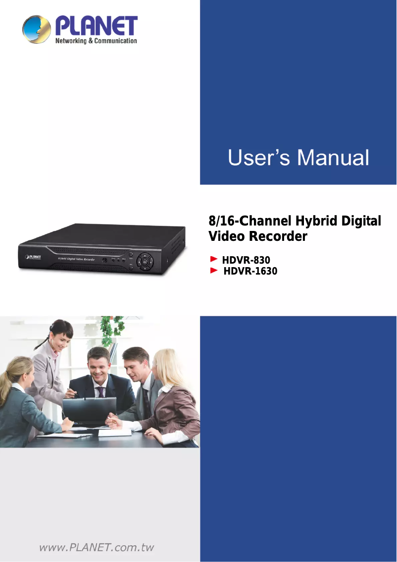 Page 1 de la notice Manuel utilisateur Planet HDVR-830