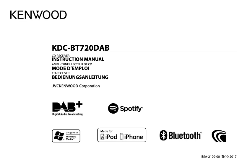 Page 1 de la notice Manuel utilisateur Kenwood KDC-BT720DAB