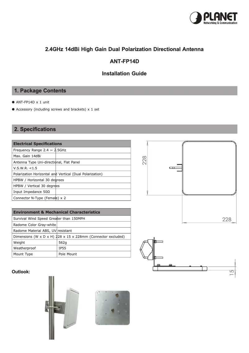 Image de la première page du manuel de l'appareil ANT-FP14D