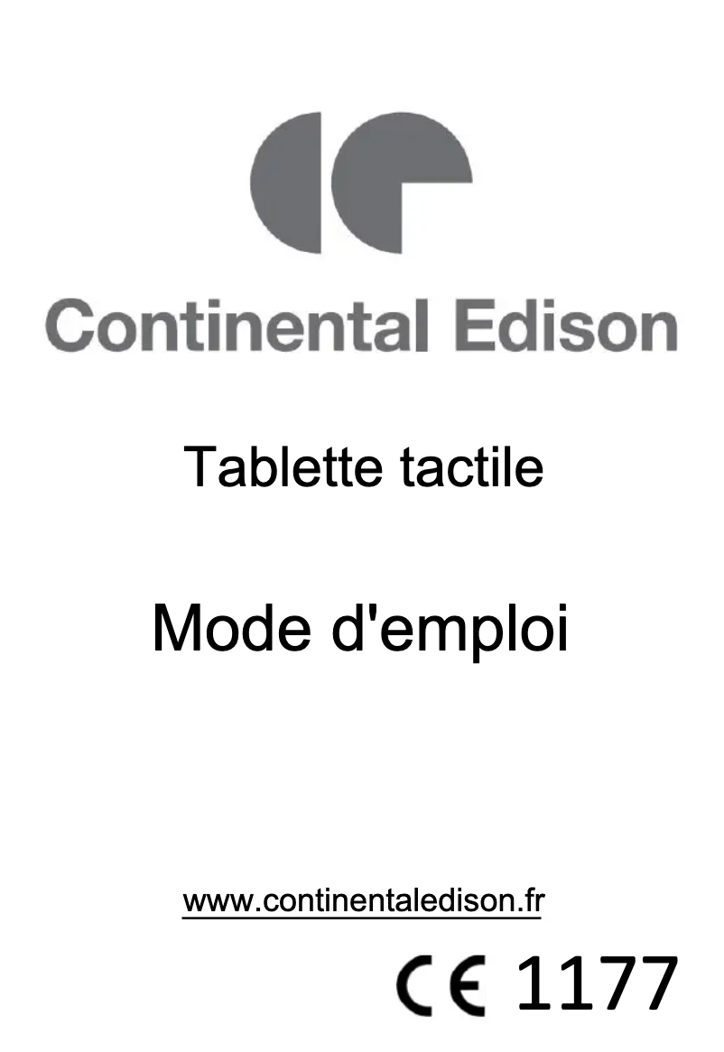 Page n°1 - Manuel utilisateur Continental Edison CEDTAB10BFW7