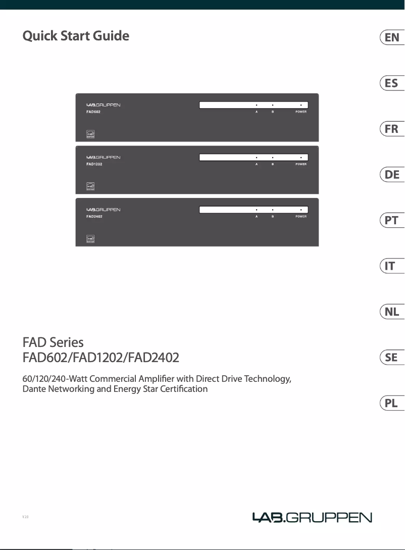 Page 1 de la notice Manuel utilisateur Lab Gruppen FAD1202