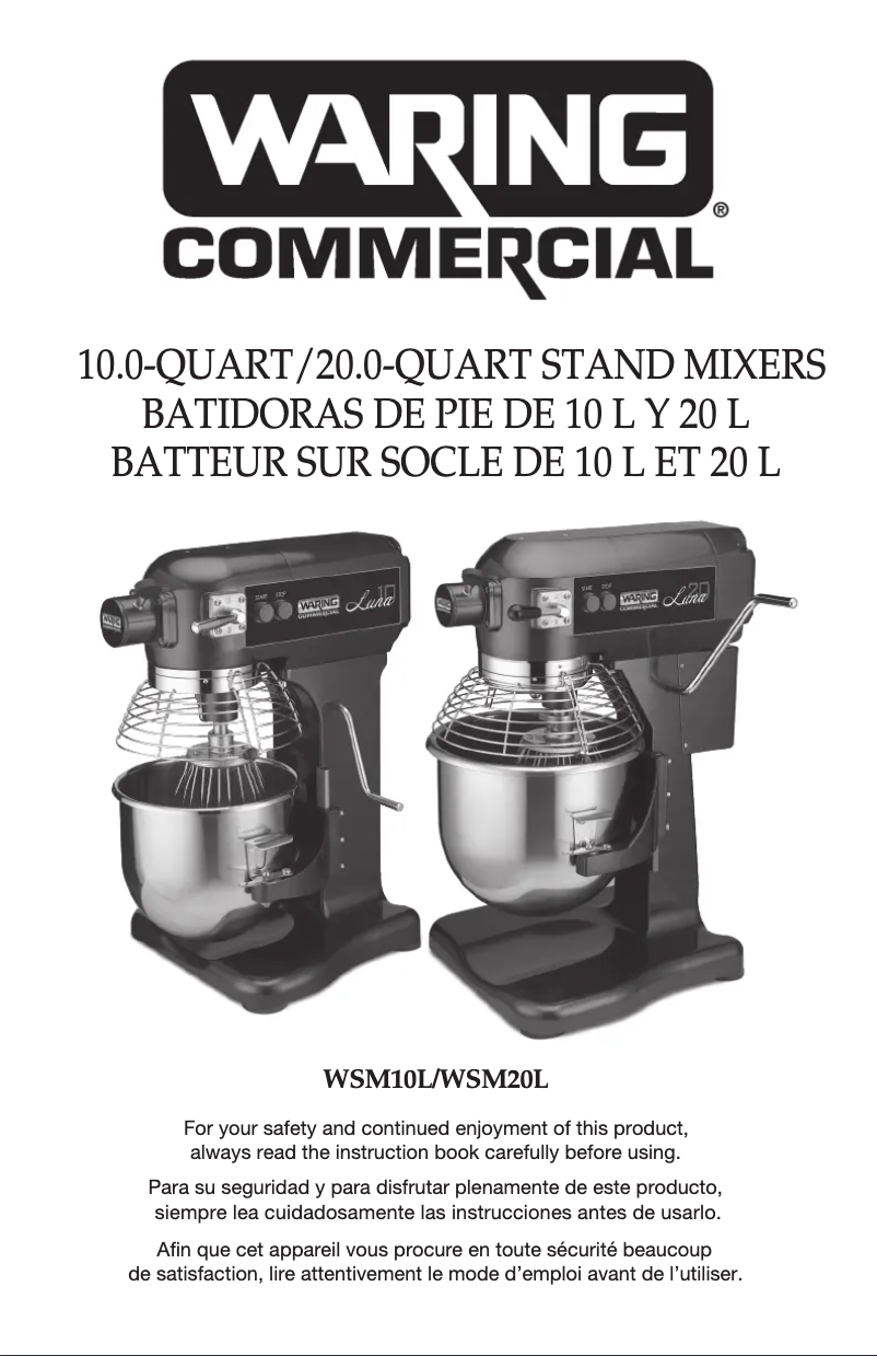 Page 1 de la notice Instructions / montage Waring Commercial Luna WSM10L