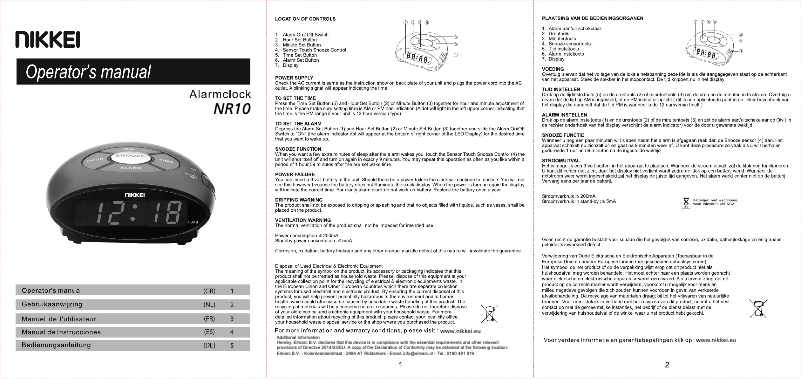 Page 1 de la notice Manuel utilisateur Nikkei NR10BK