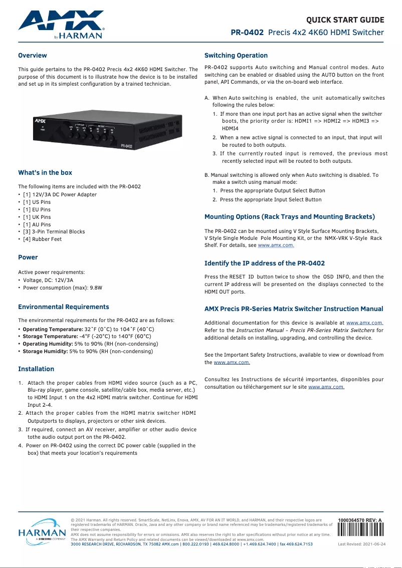 Image de la première page du manuel de l'appareil PR-0402