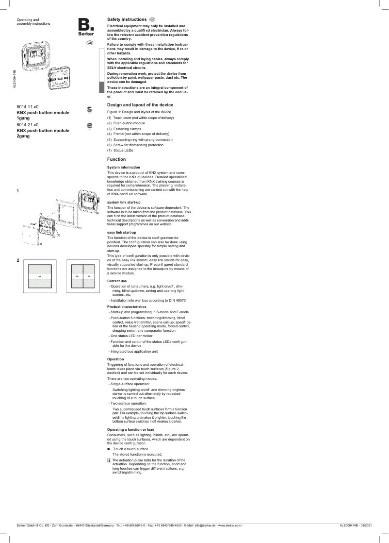 Page n°1 - Manuel utilisateur Hager 80141180
