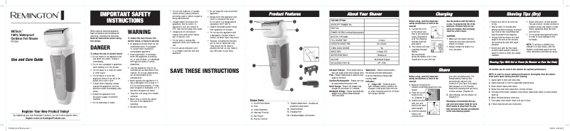 Page 1 de la notice Manuel utilisateur Remington WeTech PF7580