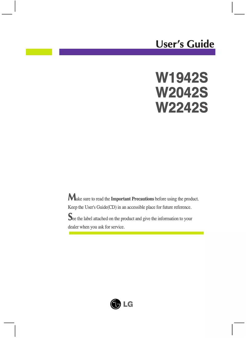 Image de la première page du manuel de l'appareil W2242S