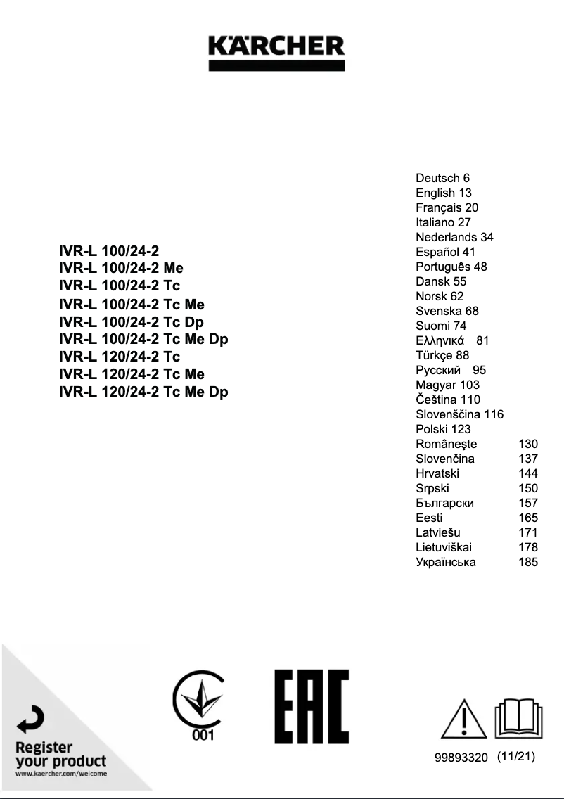 Página 1 del manual Manual de usuario Kärcher IVR-L 100/24-2 Tc Me