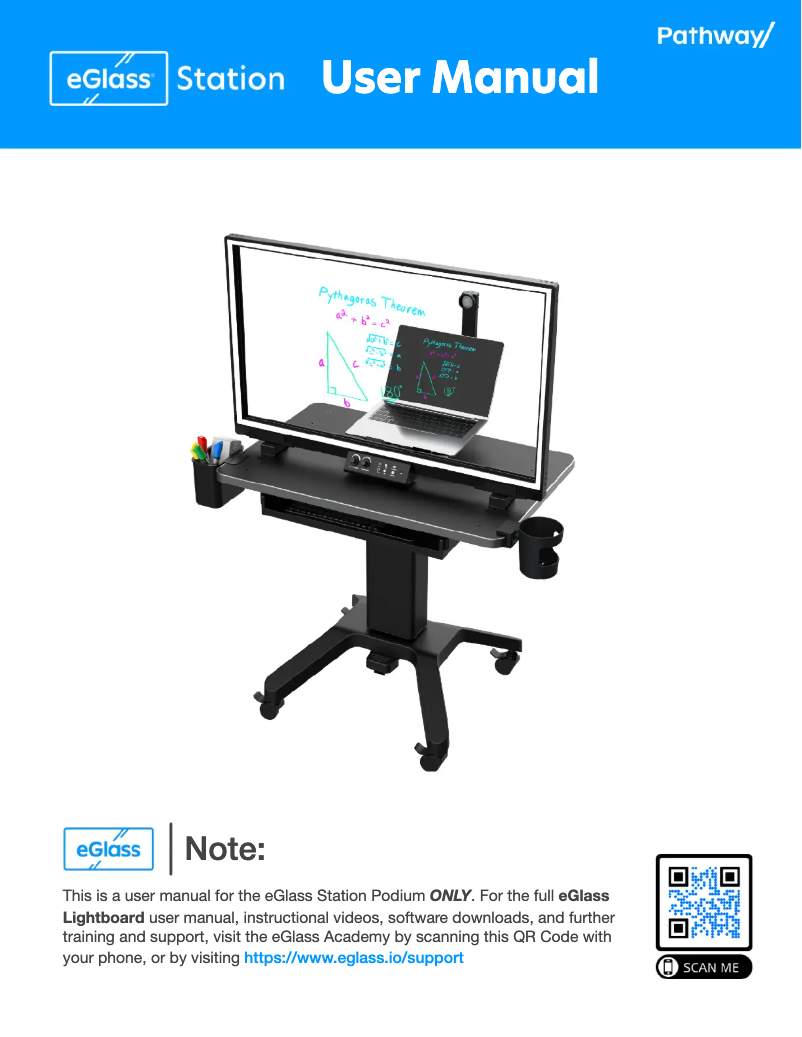 Image de la première page du manuel de l'appareil eGlass Station