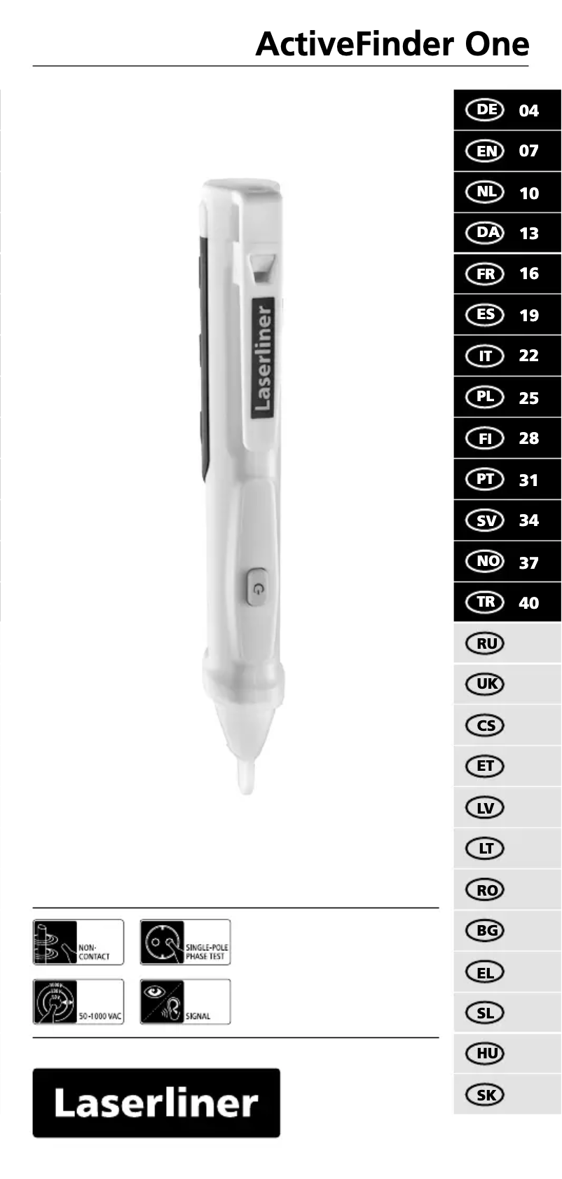 Page 1 de la notice Manuel utilisateur Laserliner ActiveFinder One