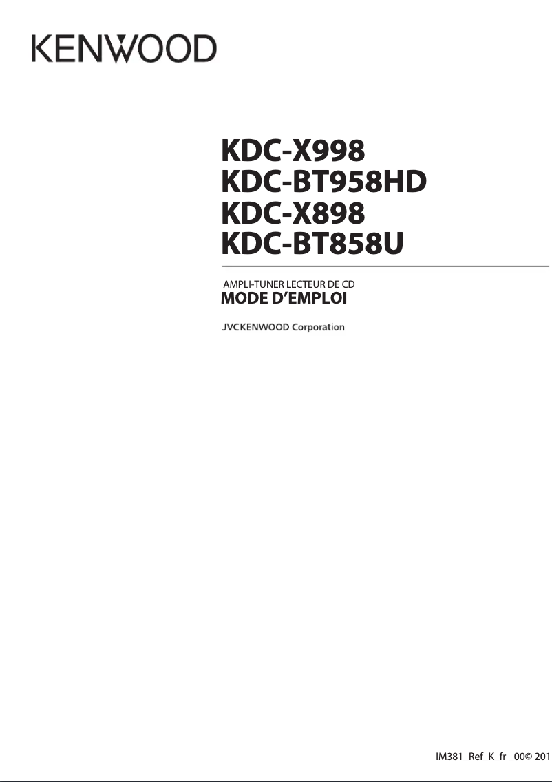 Page n°1 - Manuel utilisateur Kenwood KDC-X998