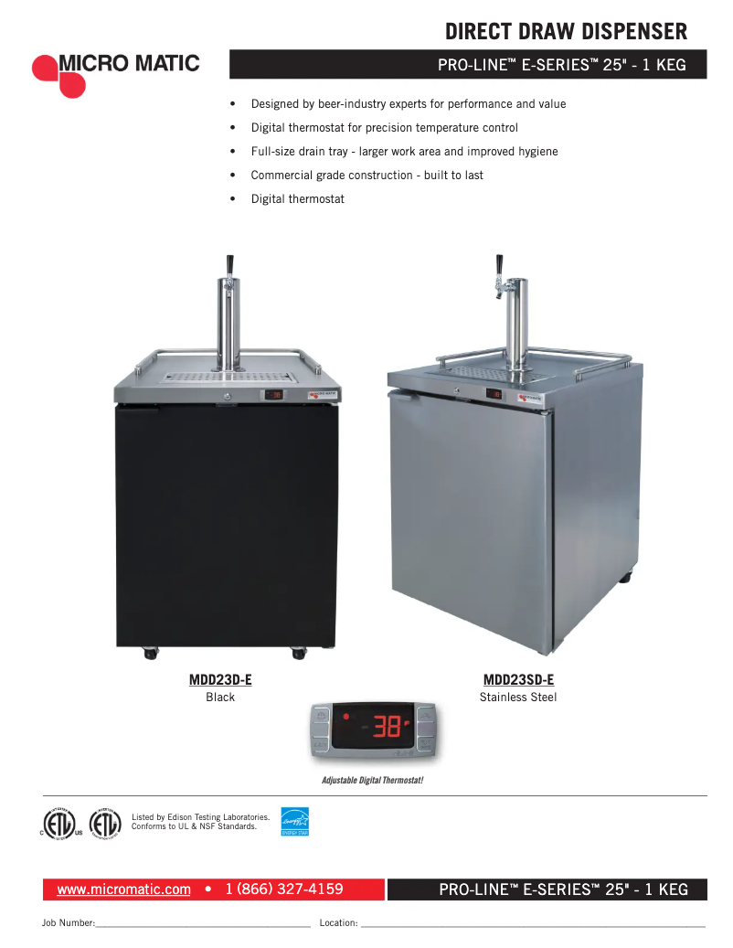 Page 1 de la notice Fiche technique Micro Matic MDD23SD-E