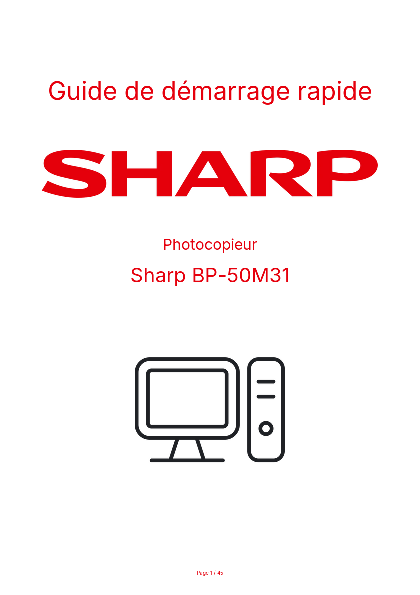 Page n°1 - Guide de démarrage rapide Sharp BP-50M31
