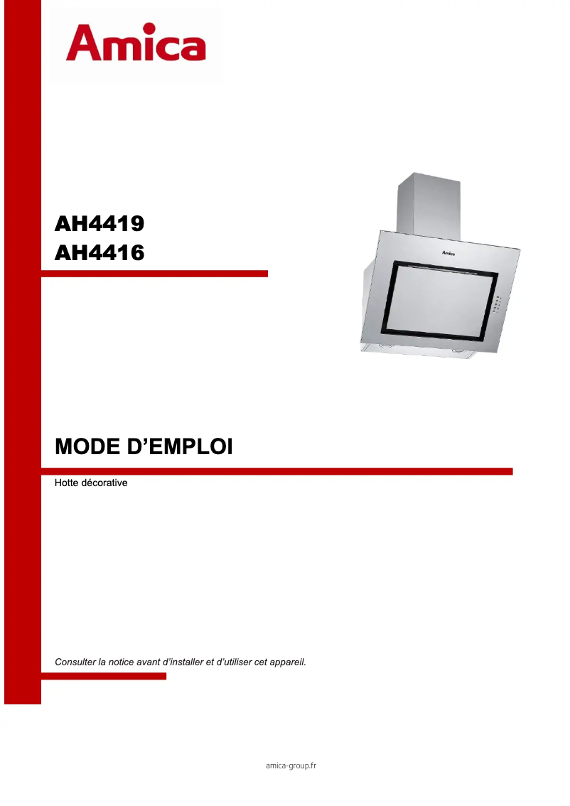 Page n°1 - Manuel utilisateur Amica AH4419