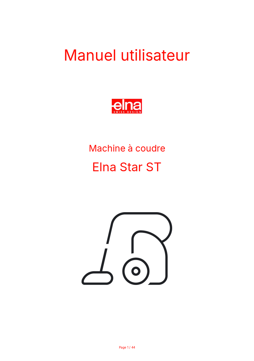 Page n°1 - Manuel utilisateur Elna Star ST