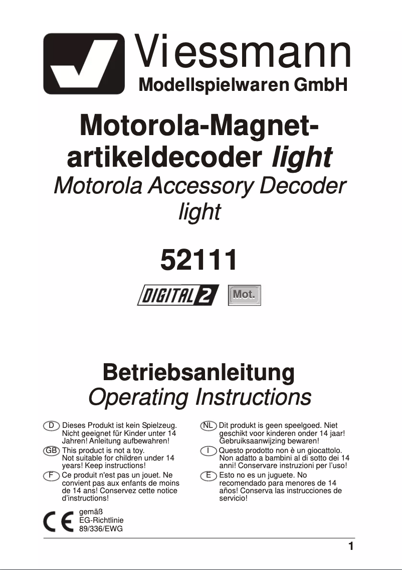 Page n°1 - Manuel utilisateur Viessmann 52111