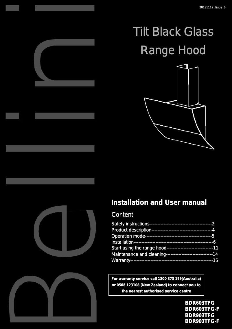 Page 1 de la notice Manuel utilisateur Bellini BDR603TFG-F