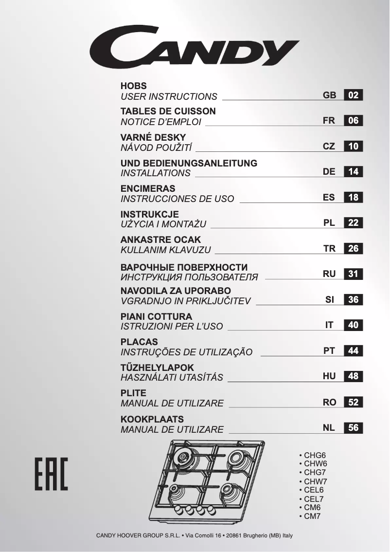Image de la première page du manuel de l'appareil CHG6D4WGTWA