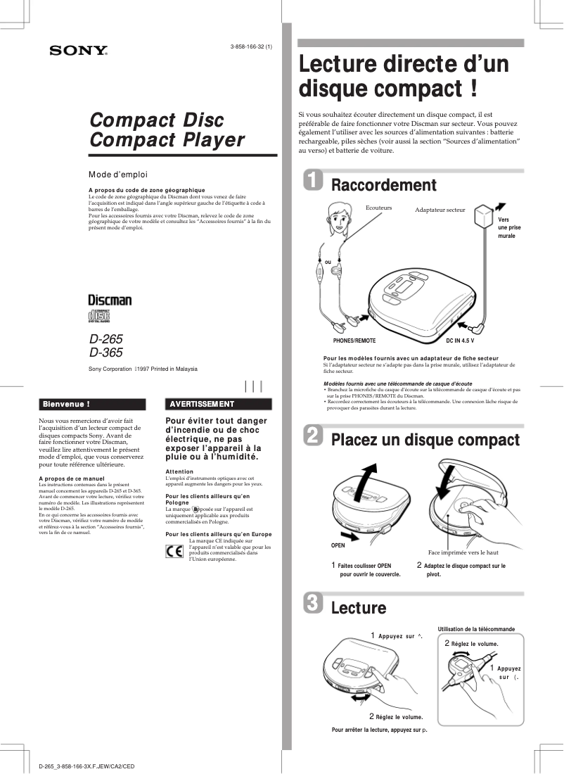 Imagen de la primera página del manual del dispositivo D-265