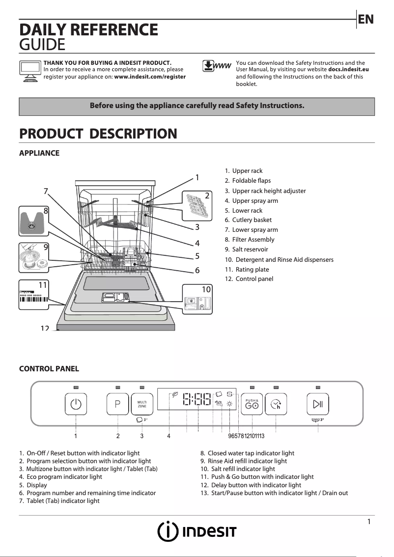 Page n°1 - Manuel utilisateur Indesit DFO 3C23 A X