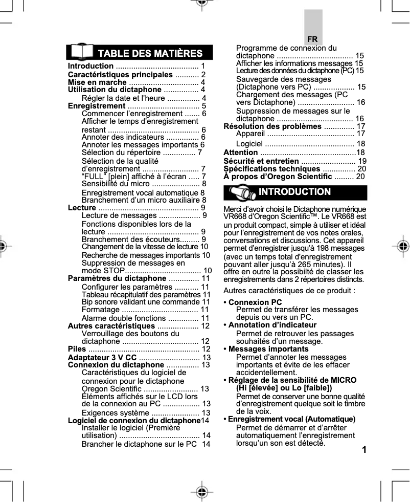 Page n°1 - Manuel utilisateur Philips VR668