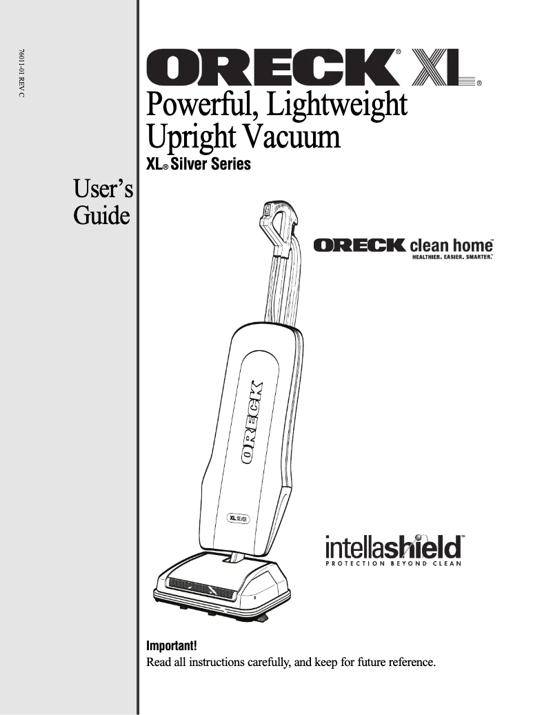 Page n°1 - Manuel utilisateur Oreck XL Silver Power Team U3770