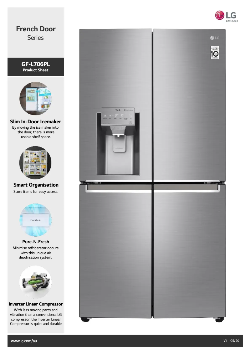 Page 1 de la notice Fiche technique LG GF-L706PL